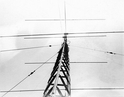 Looking up at the antenna stack